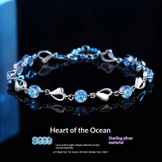 925 Sterling Silver “Heart of the Ocean” Bracelet